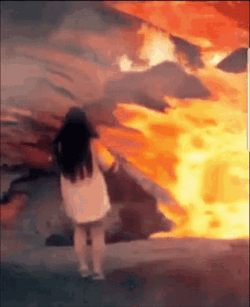 Woman Fell On Lava GIF