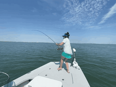 Woman Fishing On Boat Saying Yeti GIF