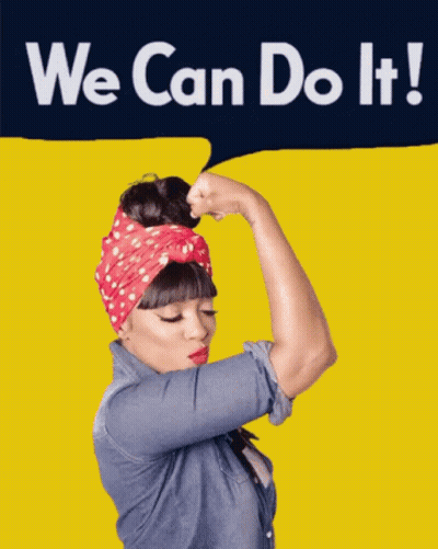 Woman Flexing Arm We Can Do It GIF