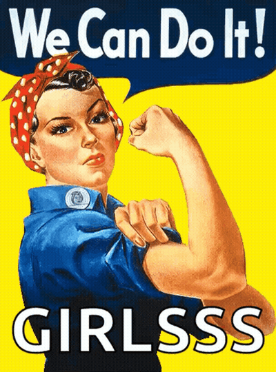 Woman Flexing Arm With We Can Do It Girlsss Poster GIF