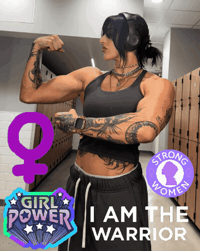 Woman Flexing Muscles Girl Power Sign GIF