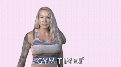 Woman Flexing Muscles Pink Background Girl Power GIF