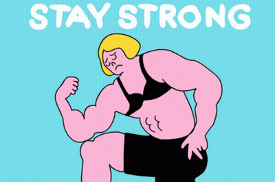 Woman Flexing Muscles Stay Strong GIF
