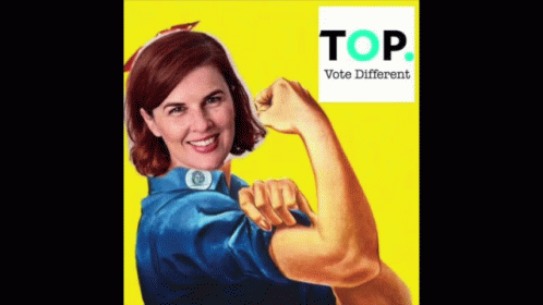 Woman Flexing Muscles Top Vote Different GIF