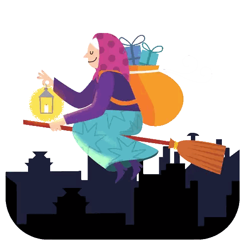 Woman Flying On Broom Sticker