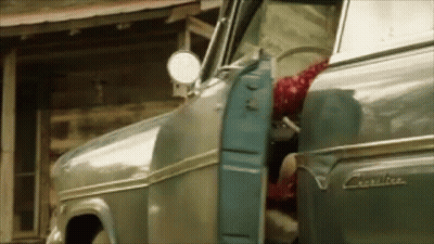 Woman Getting Out Of Old Truck Legs Out Door GIF