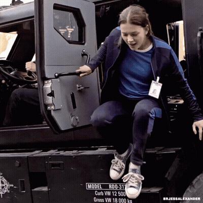 Woman Getting Out Of Vehicle RD0-31 GIF