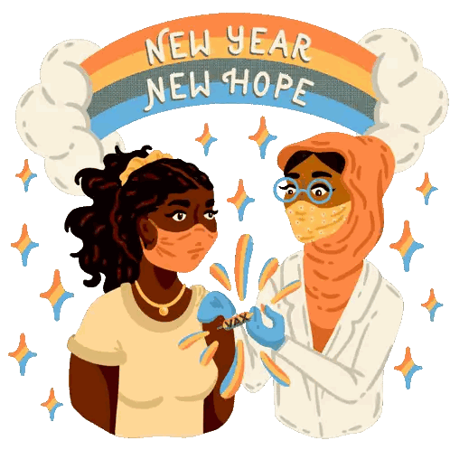 Woman Getting Vaccine New Year Hope Sticker