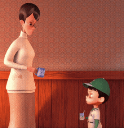 Woman Giving Coffee To Boy GIF