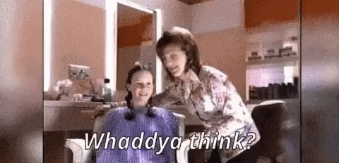 Woman Giving Girl Haircut In Salon GIF
