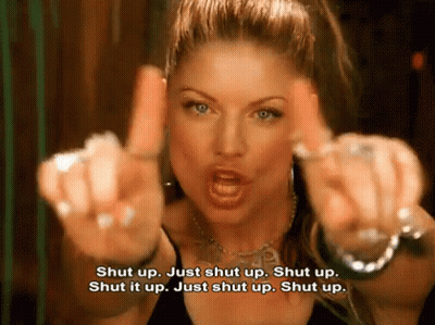 Woman Giving Middle Finger Saying Shut Up GIF