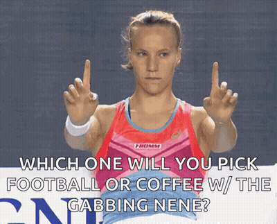 Woman Giving Middle Finger Which One Will You Pick Football Or Coffee With The Gabbling Nene GIF