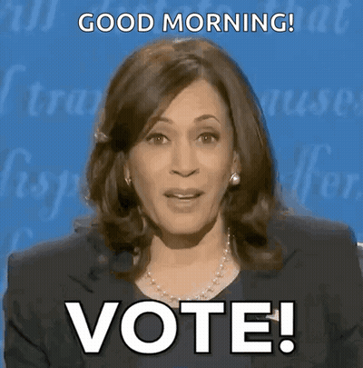 Woman Giving Speech Saying Good Morning And Vote GIF