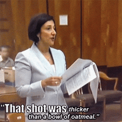 Woman Giving Speech Says That Shot Was Thicker Than A Bowl Of Oatmeal GIF