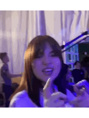 Woman Giving Thumbs Up In Purple Room Sticker