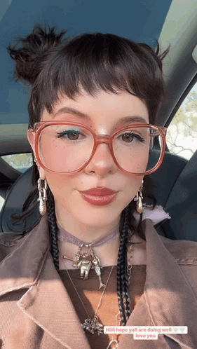 Woman Glasses Choker Hope Y'all Doing Well Love You