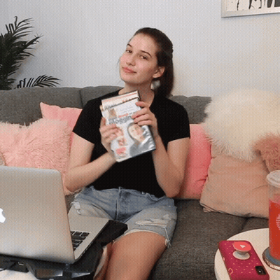 Woman Glasses Floral Sweater Says Look Netflix Ad GIF