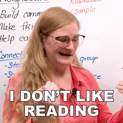 Woman Glasses Red Shirt I Don't Like Reading GIF
