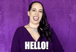 Woman Greets With Wide Smile Waving Hello Meme GIF