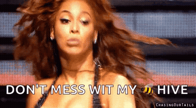 Woman Hair Blowing Says Don't Mess With My Hive GIF