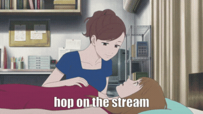 Woman Hand On Another Woman Chest Saying Hop On The Stream GIF