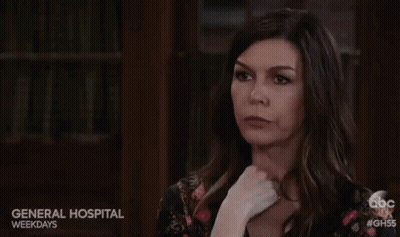 Woman Hand On Chin General Hospital Weekdays Sign GIF