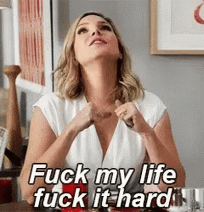 Woman Hands In Pockets Saying Fuck My Life Fuck It Hard GIF