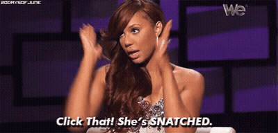 Woman Hands Up Saying Click That She's Snatched GIF