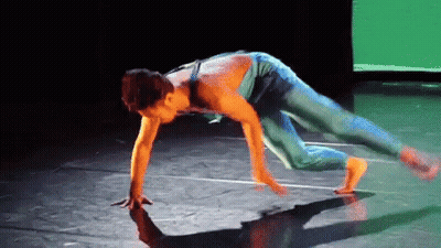 Woman Handstand on Stage with Green Screen
