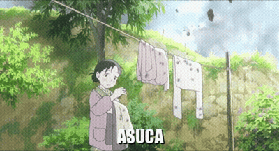 Woman Hanging Clothes With Asuca GIF
