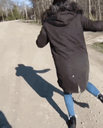 Woman Happy Skipping Shadow GIF