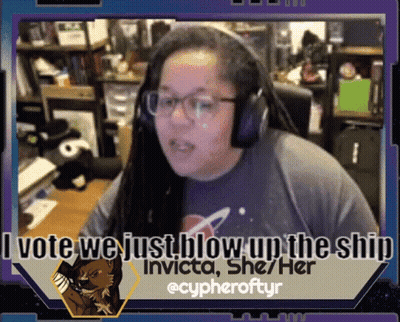 Woman Headphones Says I Vote Blow Up Invicta She/Her GIF