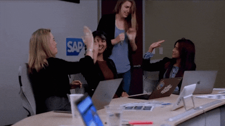 Woman High Five Office Celebration  GIF