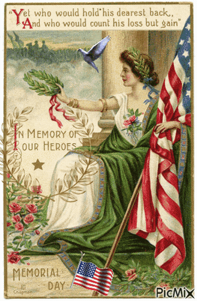 Woman Holding American Flag Memorial Day GIF