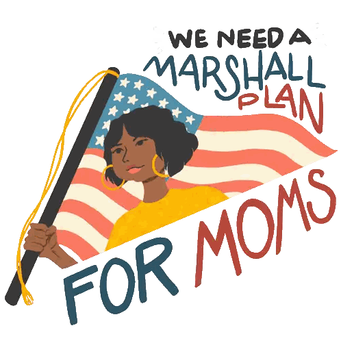 Woman Holding American Flag Support Moms Sticker