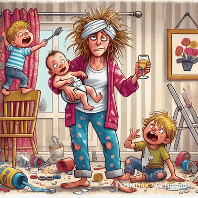 Woman Holding Baby Drinking Wine GIF