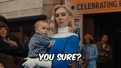Woman Holding Baby Says You Sure GIF