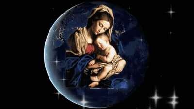 Woman Holding Baby Surrounded By Stars GIF
