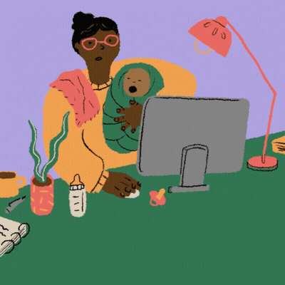 Woman Holding Baby Using Computer GIF