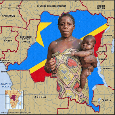 Woman Holding Baby With Angola Map GIF