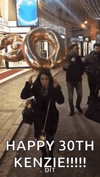 Woman Holding Balloon Happy 30Th Kenzie GIF