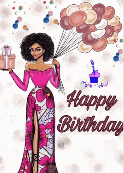 Woman Holding Balloons And Gift Box GIF