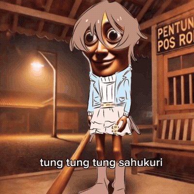 Woman Holding Bat Tung Tung Tung Sahukuri GIF