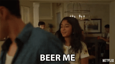 Woman Holding Beer Saying Beer Me GIF