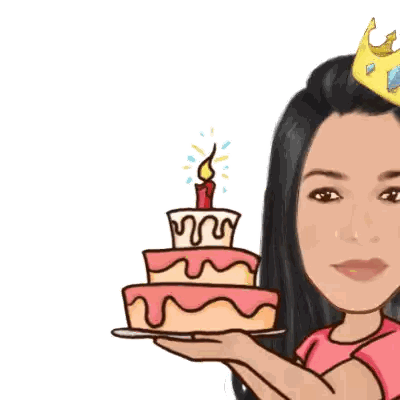 Woman Holding Birthday Cake Sticker