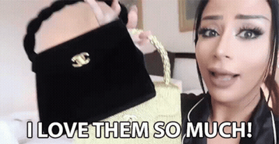 Woman Holding Black Purse Saying I Love Them So Much GIF