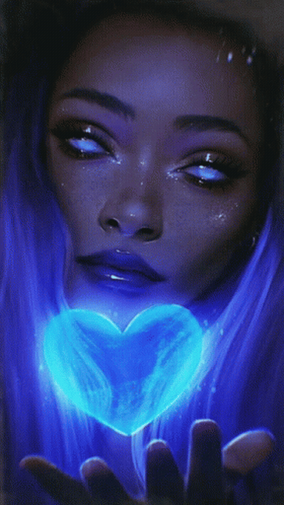 Woman Holding Blue Heart GIF