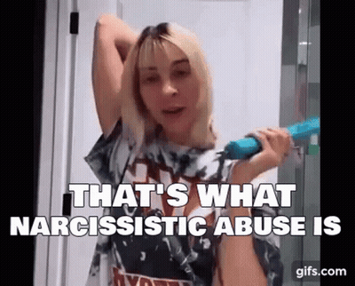 Woman Holding Blue Object Says That's What Narcissistic Abuse Is GIF