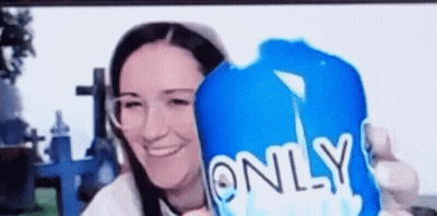 Woman Holding Blue Only Bag GIF