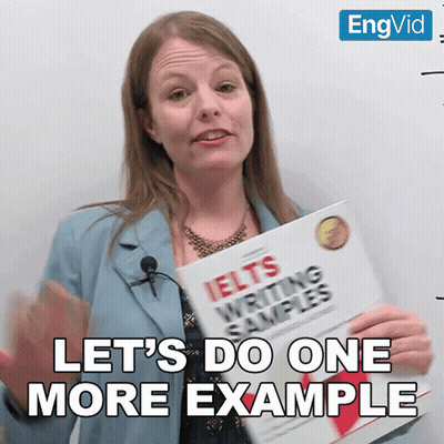 Woman Holding Book Saying IELTS Writing Samples GIF